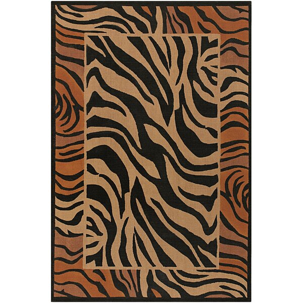 Waubun Brown Black Zebra Print Area Rug 